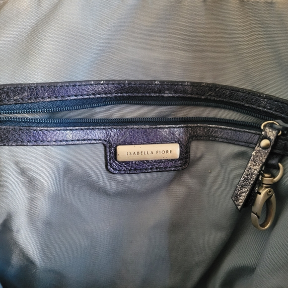 Isabella Fiore Elegant Tassel Metallic Blue Women's Bag 13X14X4 - Picture 8 of 8